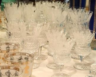 Fabulous set of vintage Edinburgh Scottish thistle etched crystal stemware.
