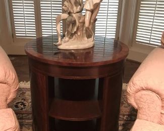 Baker flame mahogany drum/lamp table