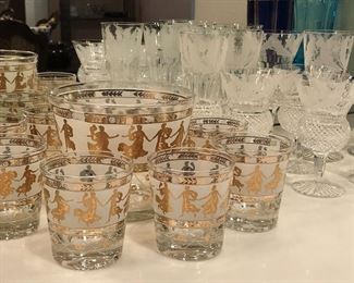 Wide array of vintage glass and crystal tableware and drinkware (Waterford, Lenox, Fostoria, etc.)