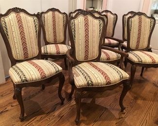 Set of 8 Century Furniture French Country Classic upholstered dining chairs, in like-new condition