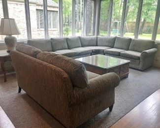 Three-piece contemporary custom-upholstered sectional sofa