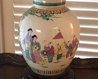 Chinese ginger jar table lamp, mid-20th century