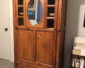 Vintage Drexel Heritage “Pinehurst” armoire with mirror and distressed finish