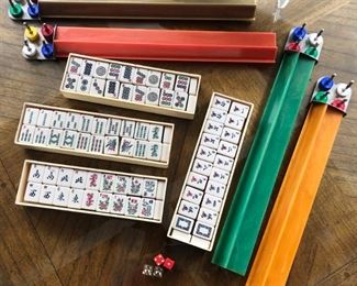 Vintage mahjong set with Bakelite trays