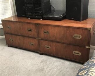 Vintage Baker Furniture campaign-style credenza/chest/media stand