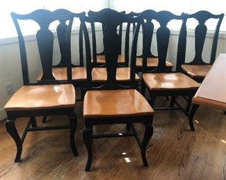 Set of 8 Walter of Wabash black painted/natural wood dining chairs