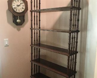 Seven-shelf etagere with faux bamboo supports
