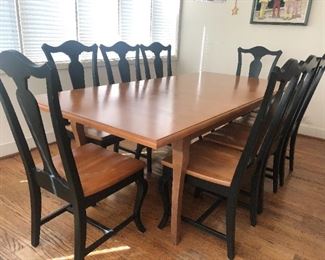 Walter of Wabash natural wood dining table with two leaves