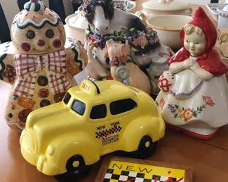 Great collection of whimsical cookie jars and coin banks