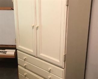 Off-white painted armoire with two drawers
