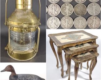 ( Bid online at BaysideAuctions.com )  Featuring antiques, fine jewelry, coins, silver, decorative arts, paintings, decoys, and more!