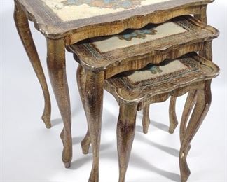 Florentine Blue & Gold Nesting Tables