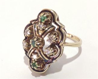 14K Diamond & Emerald Cocktail Ring (Kimberly)