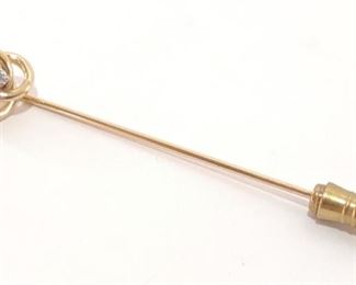 Diamond & 10K Yellow Gold Stick Pin