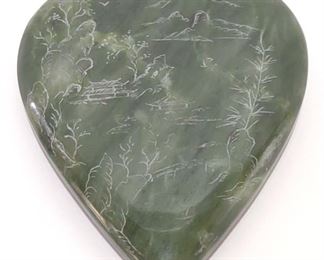 Asian Hardstone Etched 14K Gold Pendant (large)