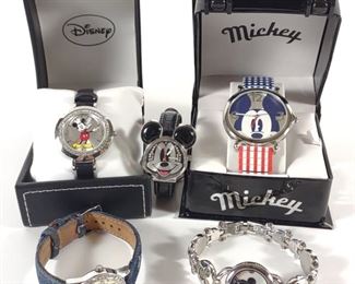 Five Mickey Mouse Wrist Watches (All Work)