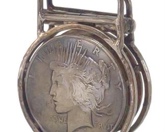 1923 Silver Peace Dollar Money Clip (Silver)
