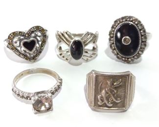 5 Vtg Sterling Silver Rings (Walt Disney P. Ring)