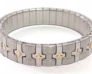 Vintage Milor Stainless Steel & 18K Gold Bracelet
