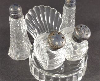 (2) Set of Glass & Sterling Salt & Pepper Shakers