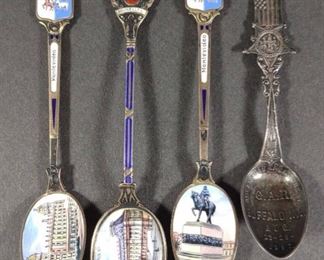 4 Silver Souvenir Spoons (Incl. GAR Spoon)