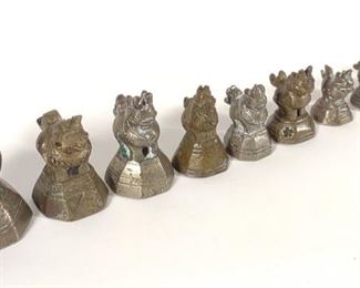 10 Antique Bronze Burmese Opium Weights