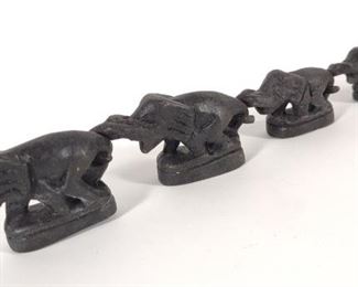 5 Vintage Interlocking Opium Weights of Elephants