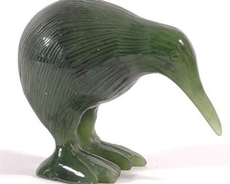 Carved Nephrite Jade Kiwi Bird Figure / Sculpture
