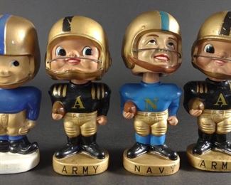 Four 1960s Army Navy Football Bobble Heads