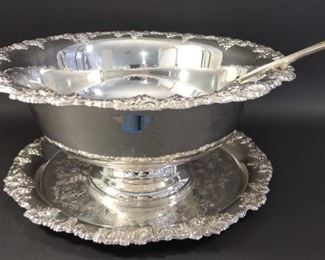 Gorham Newport Silver Plated Punch Bowl & Tray