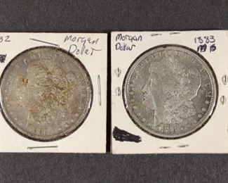 (2) 1882 & 1883 Morgan Silver Dollar Coins