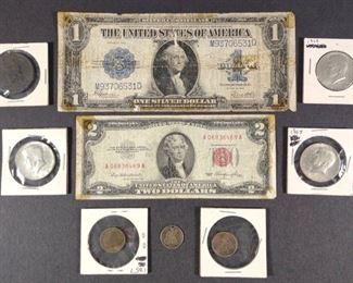 Early US Bank Notes, Pennies & 1838 Stiver Coin