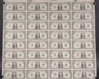 1981 Uncut Sheet $1 Bills (32)