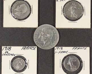5 Silver France International Coins