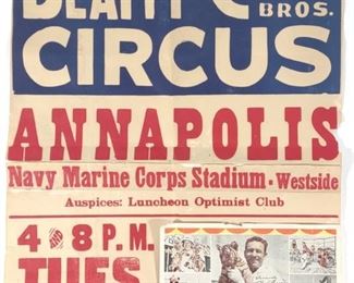 Cole Bros Circus Clyde Beatty Poster (Annapolis)