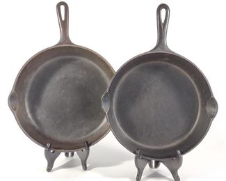 (2) Griswold #9 & #8 Cast Iron Skillets