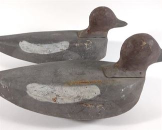 Pair of Canvasback Working Duck Decoys