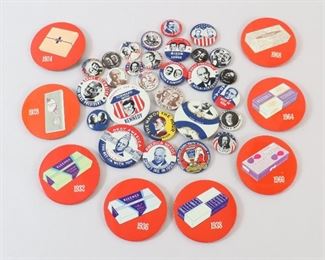 022 Lot Of 1968 Kleenex Tissue Buttons And Repro Political Pins