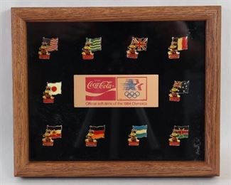 093 1984 Olympic Pin Set Framed