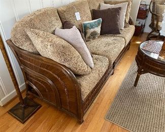 Rattan sofa with small rattan table