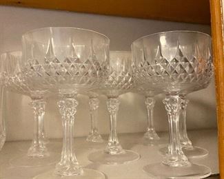 Cristal D'Arques Longchamps Pattern- Huge set- rock glasses, High Balls,  Iced Tea, Wine, Water ETC and pitcher