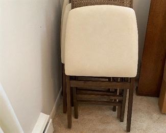 Vintage folding chairs wood and cane back with wood card table