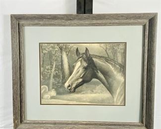  Drawing of Horse and Squirrel with Distressed Frame Initials "GFM 44"