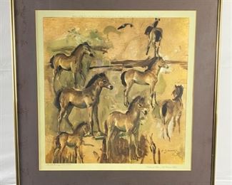 Lithograph by Sir AJ Munnings "Studies of Pixie - an Exmoor Foal" Printed in England 