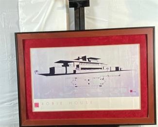 Large Framed Lithograph of Frank Lloyd Wright's "Robie House" in Chicago 1906 ~ 28" x 40" Framed