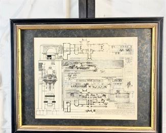  Frank Lloyd Lithograph Shows House Designed for Helen W. Husser, Lakeview, IL ~ 21" x 27" Framed