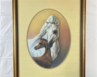  Signed Limited Edition Lithograph by Shary B. Akers 153/450 with an Oval Matting ~ 1983 ~ 25" x 31" Framed