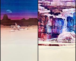 Set of Two Lithographic Posters by Michael Atkinson "The Waterfall" & "Navajo Night" Dagenbela Graphics