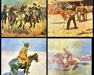  Set of Four Frederic Remington Lithographs Each 24" x 18" Unframed