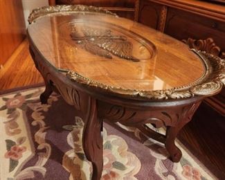 Eagle carved cocktail table